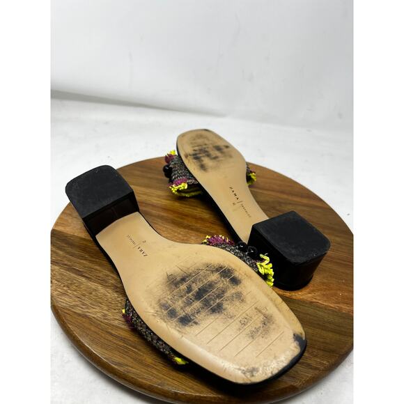 Zara Sandals Womens Black Hand Beaded Fringed Mule Slide Sandals‎ Size 41 - Picture 8 of 9